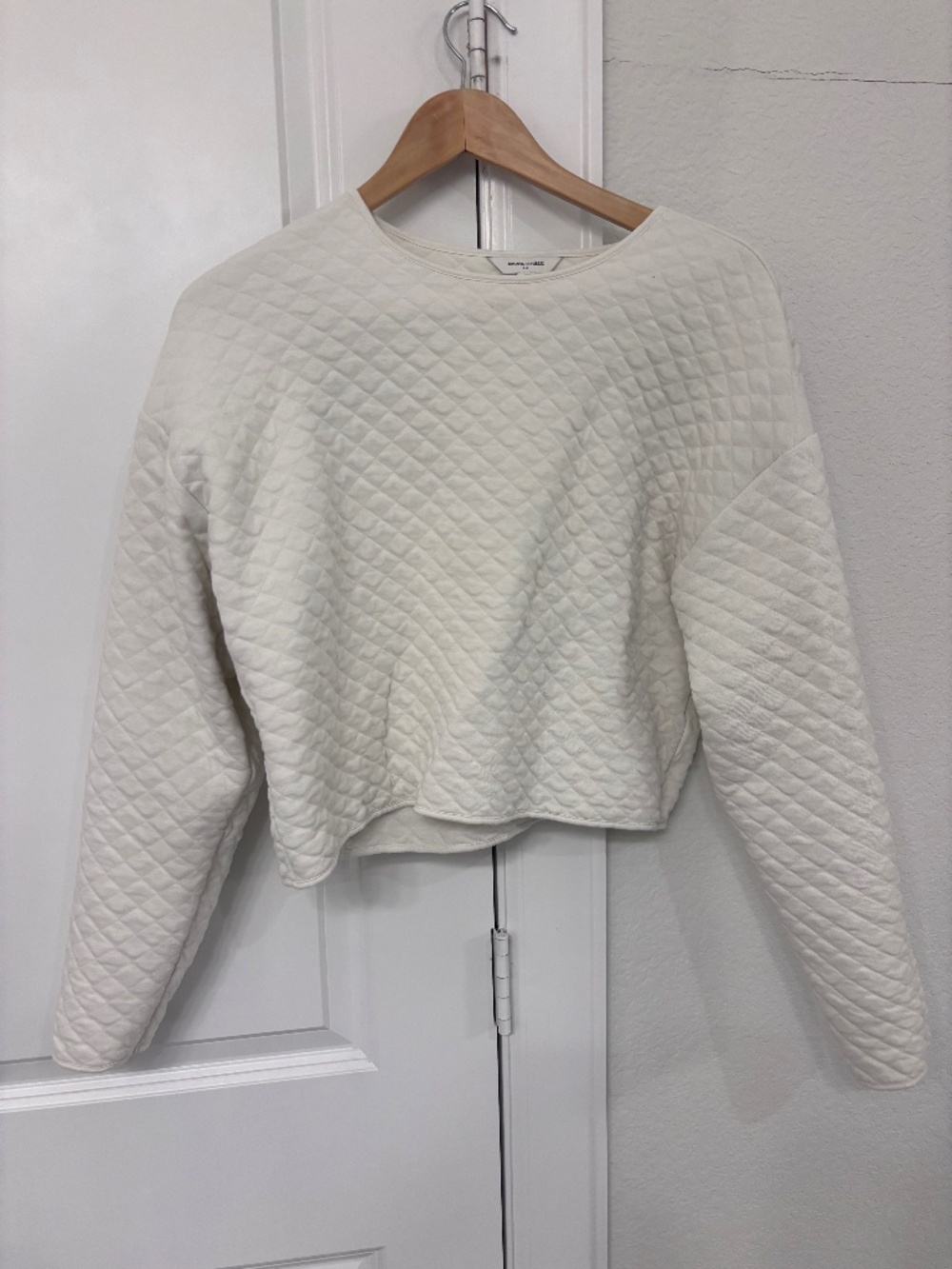 White quilted long sleeve shirt
